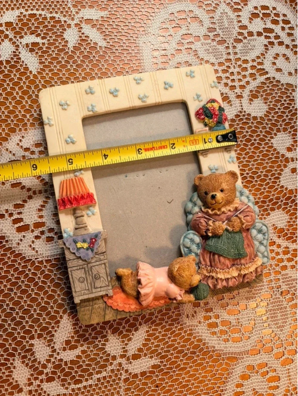 Vintage Teddy Bear Family Resin 4x6 Picture Frame Nursery Cottagecore Decor